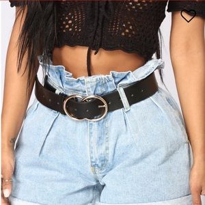 Gold Double Circle Fashion Nova Black Belt